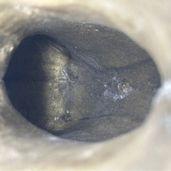 Large Brass Ladies Victorian Lace Up Heel Boot Shoe Heavy Planter Vase - Picture 9 of 15